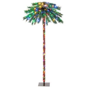 6ft Pre-Lit Christmas Palm <b>Tree</b> with 210 4-Color <b>LEDs</b> & 64 PVC Branch Tips Red/Green/Yellow/Blue - Product Image 2