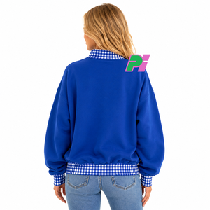 Sweat-shirt à col montant Georgia State avec lettrage et bordures à carreaux, sweat-shirt personnalisé à col montant GA, vêtement d'hiver - Product Image 2