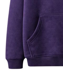 Sudadera con capucha morada minimalista con logo de pedrería, extragrande, de forro polar grueso, con bolsillo canguro, personalizada, estilo streetwear, para hombre, fabricante - Product Image 3