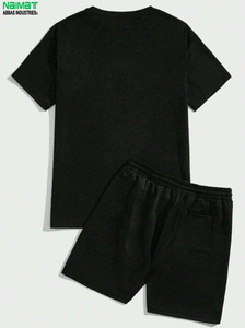 Ensemble short et haut pour homme Naimat Abbas Industries, couleur unie, style décontracté avec cordon de serrage à la taille - Product Image 2