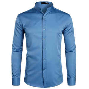 Camisas de Vestir Casuales de Franela para Hombre, para Oficina, Otoño, 100% Algodón, Transpirables, de Secado Rápido, Color Granate, Manga Larga, Cierre de Botones - Product Image 3