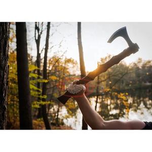 Hot Selling Viking Nordic Forged Carbon Steel Hunting <b>Axe</b> Damascus <b>Axe</b> Head Wood Handle Engraved Leather Rapped Sheath Hatchets - Product Image 3