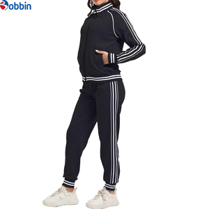 Ensemble de survêtement 2-en-1 personnalisé avec logo pour femme, veste zippée intégrale et pantalon de jogging, tenue de sport unie à manches longues pour l'hiver - Product Image 1
