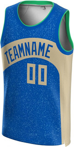 Camiseta de Baloncesto Personalizada Azul Tejida 100% Algodón Unisex de Manga Corta de Secado Rápido con Malla, Uniforme Deportivo de Equipo con Impresión de Nombre y Número - Product Image 3