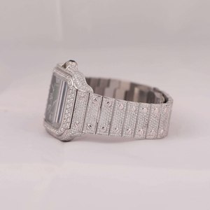 Montre à quartz étanche de luxe en acier inoxydable avec bracelet, idéale pour les soirées et événements, style diamant glacé haut de gamme - Product Image 3