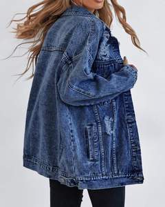 Veste en jean courte pour femme, style vintage, 100% coton, écologique, coupe classique, avec broderie de sequins et boutons, effet délavé, vente en gros - Product Image 3
