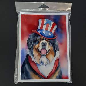 Tibetan Mastiff Patriotic American Whimsical A7 Note Cards 8 Pack <b>5x7</b> Blank Cards with <b>Envelopes</b> for Greetings - Product Image 3