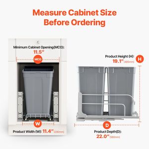 Contenitore per Rifiuti Estraibile da 27 QT, Resistente, Doppio, da Incasso, per Cucina, con Kit per Riciclaggio e Porta Morbida - Product Image 4