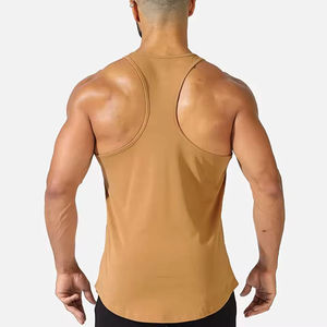 High Quality <b>Mens</b> Gym <b>Singlet</b> Cotton Stringer Tank Top Breathable Quick Dry Fitness Bodybuilding Training Sports Wear OEM Custom - Product Image 3