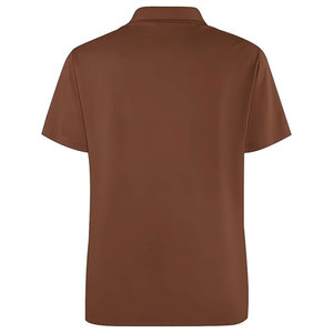 Polo à manches courtes rayé pour homme, décontracté, tissé, motif noir, marron, blanc, coupe classique, col boutonné - Product Image 4