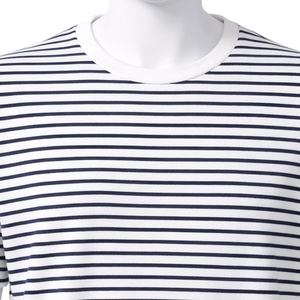 Camiseta personalizada a rayas con cuello redondo para hombre, de color sólido, 100% algodón, de alta calidad, manga corta, informal, para hombre. - Product Image 4