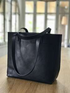 Sac fourre-tout en cuir véritable fait main, couleur unie, avec fermeture éclair, sac à bandoulière, taille standard, grande capacité LTB-0298 - Product Image 2