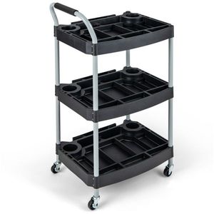 Chariot utilitaire à 3 niveaux avec roues universelles verrouillables et plusieurs séparateurs - Product Image 1