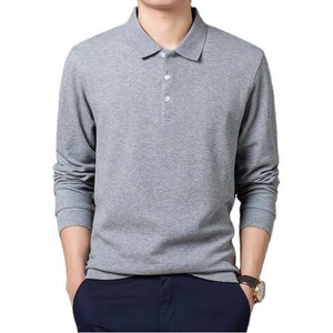Polo à manches longues pour homme, couleur unie, décontracté, tricoté, boutonné devant, coupe classique, respirant, en coton vert - Product Image 4