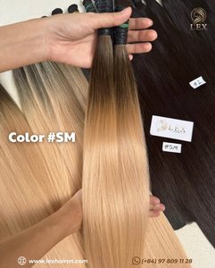 วิกผมแท้เวียดนามแบบลูกไม้ด้านหน้า ผสมสีบลอนด์ออมเบร ลอนเด้งตรงธรรมชาติ  ถักทอสองชั้นด้วยเครื่องจักร สำหรับผู้หญิง - Product Image 4