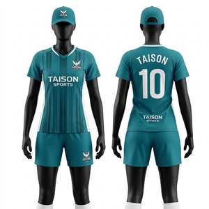 Tenue de football pour femmes, 180 GSM, polyester premium, design à panneaux interlock, logo personnalisé par sublimation, ensemble de maillots de football - Product Image 1