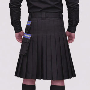 Kilt utilitaire écossais noir et violet pour homme, style pompier, avec bordure haute visibilité 2026 - Product Image 2