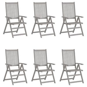 6-Piece Patio <b>Reclining</b> <b>Chair</b> Set in Gray Solid Acacia Wood - Product Image 1
