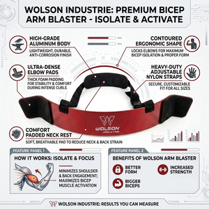 Wolson Industry - Soporte de Bíceps Ajustable de Látex para Fisicoculturismo Profesional, Aislamiento de Bíceps, Alta Resistencia, para Adultos, Deportes - Product Image 5