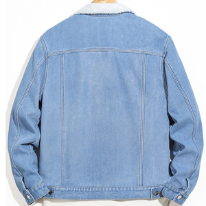 New Men's Winter Thicken Sherpa Lined <b>Denim</b> <b>Jacket</b> Wool <b>Jacket</b> Sheepskin Coat Warm Jean fur <b>Denim</b> <b>Jacket</b> for Man - Product Image 2