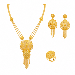 Conjunto de Collar Largo con Colgante Nupcial, Cadena de Aleación Chapada en Oro, Joyería Clásica de Moda - Product Image 3