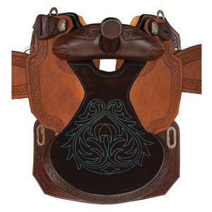 Nuevo estilo de silla de montar western de cuero genuino con estructura de madera tipo barril, equipo ecuestre con cincha ancha y respaldo duradero para equitación. - Product Image 2
