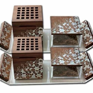 Bone Inlay Bakhoor Burner with <b>Box</b> and Tray Decorative Indian <b>Incense</b> Set Mother of Pearl Sandalwood at by FAIZA CRAFT - Product Image 5