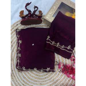 Magnifique sari de mariage artisanal avec des perles pour les occasions spéciales - Product Image 2