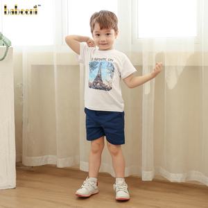 Babeeni ODM OEM Garçons Enfants Ensemble de Vêtements Broderie Polaire T-Shirt Smocké 100% Coton Casual BC1375 - Product Image 3