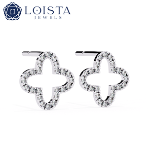 Pendientes de Diamantes Redondos de Lujo con Certificación IGI, Oro Real de 18K, Diamantes Cultivados en Laboratorio para Mujer - Product Image 1