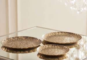 Decorative Modern Gold Antique Metal Tray Texture <b>Casting</b> Kitchen Dining Tableware Item Bulk Pack Set - Product Image 3
