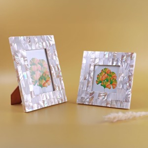 Beautiful <b>white</b> mother of pearl photo <b>frame</b> good quality capiz shell inlay picture <b>frames</b> tabletop decor - Product Image 1