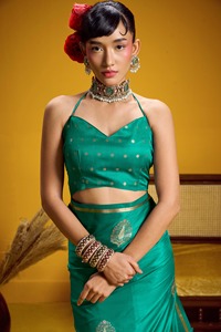 Pure <b>Satin</b> Silk Saree With Zari Weaving Heavy Rich Pallu Sarees Party Wear Wedding Indian Silk For Wedding - Product Image 2