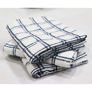 Serviettes de cuisine en coton bio de l'Inde, motif à carreaux, avec tissu éponge - Product Image 4