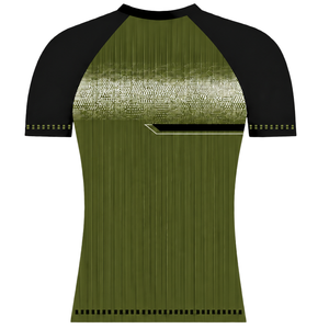 เสื้อเจอร์ซีย์กีฬาแขนสั้นสีเขียวมะกอกดำแบบคัสตอม คอวี ทรงแร็กแลน สำหรับฝึกซ้อม ทีม ยูนิฟอร์ม ระบายอากาศได้ดี เสื้อประสิทธิภาพสูง - Product Image 2