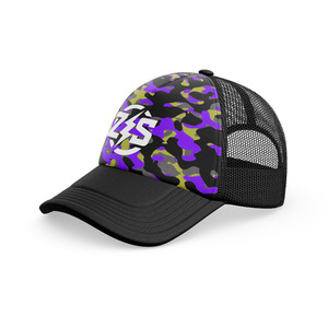 Custom Camo <b>Purple</b> Black Mesh 6 Panel Trucker <b>Hat</b> Logo Sublimation Print 3D Embroidery Unisex Adult Breathable Adjustable Sports - Product Image 6