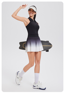 Ensemble de sport 2 pièces de haute qualité pour femme - Débardeur court athlétique et jupe de golf avec col polo - Product Image 3