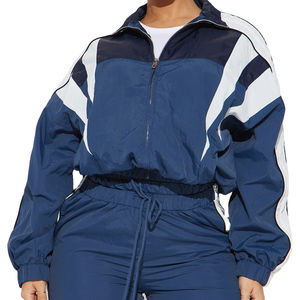Women's Solid Tracksuit Set Fashion <b>Workout</b> Canvas Knee Short Sleeve Windbreaker <b>Jackets</b> Pants 2 Piece Quick Dry Breathable - Product Image 4