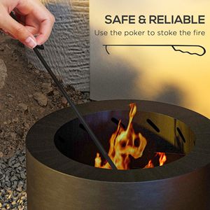 Brasero portable en acier noir avec pique-étiquette, poêle à feu sans fumée pour jardin, patio, pique-nique et camping - Product Image 5