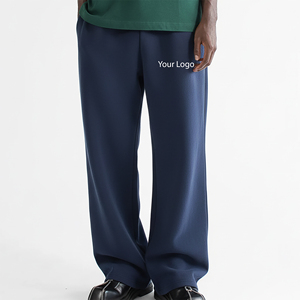 Custom Made Heavyweight 100% Cotton Canvas High Quality Mid Casual Loose Stacked Wide Leg Pants Drawstring <b>Flare</b> <b>Men</b> Sweatpants - Product Image 5