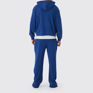 Ensemble de survêtement 2-en-1 en molleton délavé, écologique, grande taille, respirant, style vintage streetwear pour homme (hoodie et pantalon de jogging) - Product Image 4