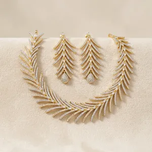 Gold Plated Cubic Zirconia Choker Necklace <b>set</b> for Women Luxury American Diamond Stone Fashion <b>Bridal</b> Wedding Party <b>Jewelry</b> - Product Image 4