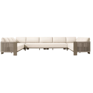 Modern Luxury <b>Outdoor</b> Sectional <b>Sofa</b> Set Solid Teak Waterproof Cushion Patio Lounge Couch With Elegant Rope Detail Design - Product Image 2