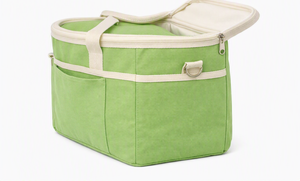 Green Cooler Bag Zipper Tote Pan Carrier with Side Pocket for Grocery Travel hot food hold thermal tote bag - Product Image 1