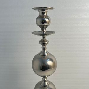 Decorative Solid Brass Candle Stand With Nickle Finish For Home Interior Styling And Wedding Centerpiece Decoration - Product Image 2