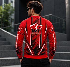 เสื้อสเวตเชิ้ตคอกลมสีแดงสำหรับผู้ชาย Warpro Industry พิมพ์ลายแบบ Sublimation ทรงปกติ ดีไซน์สปอร์ต เหมาะสำหรับใส่ในฤดูใบไม้ร่วง - Product Image 4