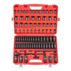 Set di chiavi a bussola a impatto da 91 pezzi con attacco da 1/2 pollice, a 6 punte, profonde e basse, SAE e metriche (da 8 a 32 mm, da 5/16 a 1-1/4 pollici) per prestazioni migliorate - Product Image 1
