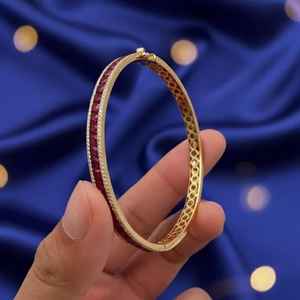 Red <b>Ruby</b> Everyday Bangle 925 Sterling Silver 14K Rose Gold Plated Handmade Luxury Jewelry Gift For Her - Product Image 5