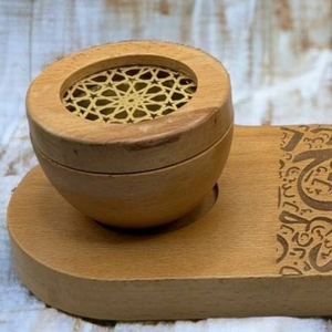 Juego de quemadores de incienso de madera con grabados láser intrincados, elegante bandeja doble para incienso, fragancia y decoración artesanal para el hogar - Product Image 5