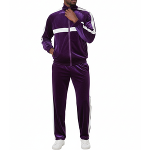 Survêtements violets tendance, nouveau design, haute qualité, imprimé color block, 100% coton, style panneau en velours - Product Image 1